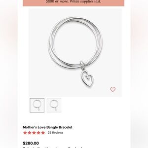 James Avery Mother's Love Bangle Bracelet Sterling Silver- size small